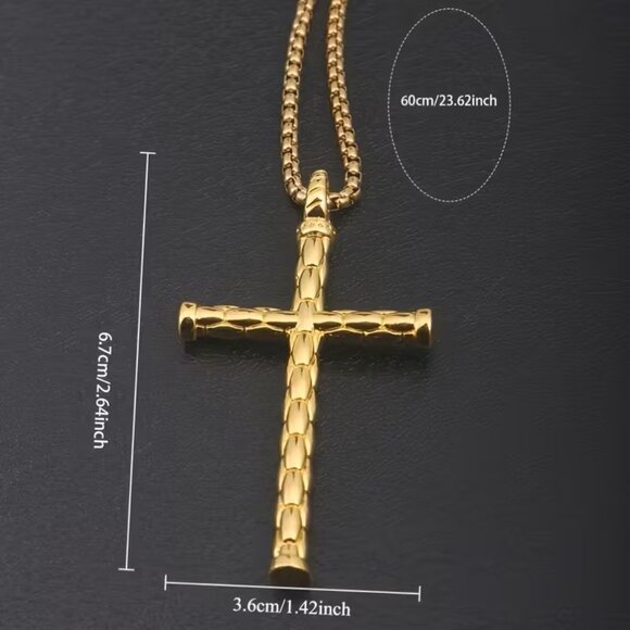 Gold Christian Rope Nail Cross Necklace Religious Pendant Faith Jewelry Gift - Picture 8 of 8